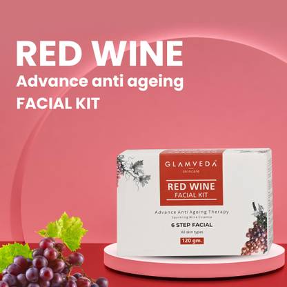 GLAMVEDA Red Wine Advance Anti Ageing Facial Kit - 6 Step Facial Kit