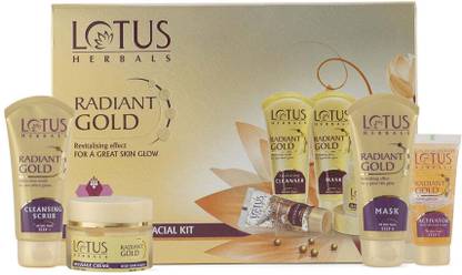 LOTUS HERBALS RADIANT GOLD Cellular Glow Salon Grade FACIAL KIT