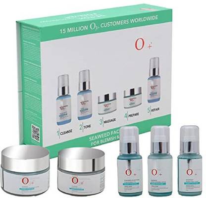 O3+ Seaweed Facial Kit 5 in 1 Complete Facial Care Pack to Remove Blackheads, Reduce Wrinkles, Nourish, Moisturize and Improve Complexion for All Skin Types (250 g)