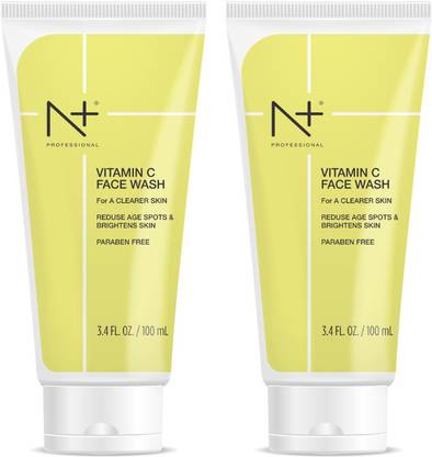 N PLUS Professional Vitamin C FaceWash For Oily to Normal Skin women & men, Hydration, Brightening, Pore Cleansing, Detan, Acne & Sensitive Skin, - No Parabens (100ml) (Pack of 2) Face Wash