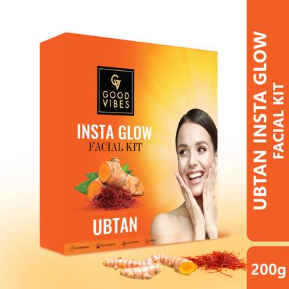 GOOD VIBES Ubtan Insta Glow Facial Kit | Upto 30 Uses | Reduces Tan & Pigmentation