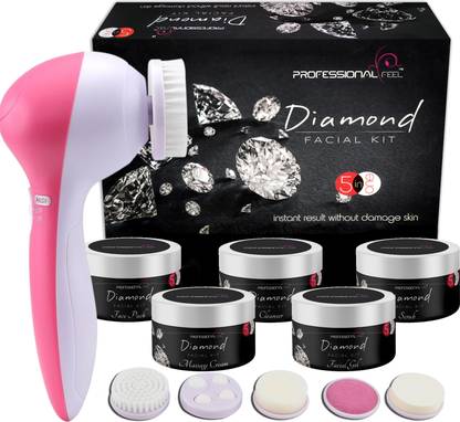 PROFESSIONAL FEEL Herbal Diamond Facial Kit With 5 in 1 Face Massager For Facial