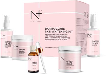एन प्लस प्रोफेशनल डर्मा ग्लेयर स्किन व्हाइटनिंग किट | महिलाओं के लिए एडवांस्ड व्हाइटनिंग ट्रीटमेंट, 230ml + 160g 390 g