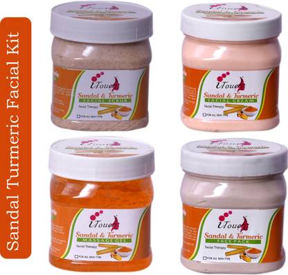 I TOUCH Herbal Sandal Facial Kit | Facial Scrub | Massage Cream | Massage Gel |Face Pack
