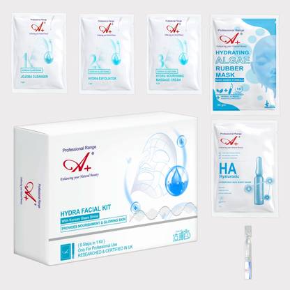 A+ Hydra Facial with Korean Glass Shine Monodose Kit, 6 Steps,