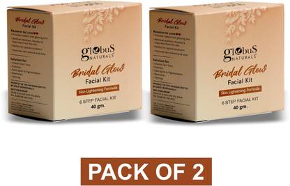 Globus Naturals Illuminating Bridal Glow 6 Step Facial Kit, (Pack-2) 40 gm