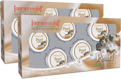 Aaryanveda Pearl Facial Kit With Walnut Extract To Improves Skin Complexion