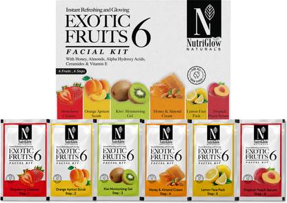 NutriGlow NATURAL'S Exotic Fruit Facial Kit with Honey, Vitamin E for Radiant Glow, 60g