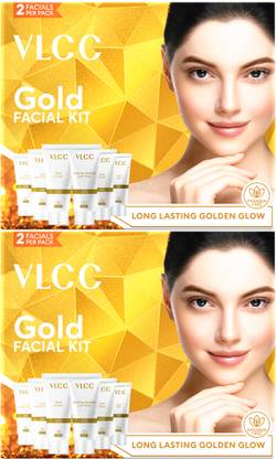 VLCC Gold Facial Kit - Bright & glowing skin - Parlour Glow (Pack of 2)