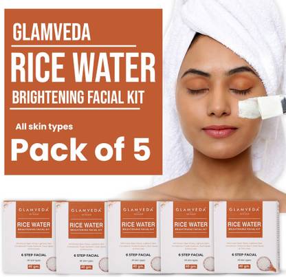 GLAMVEDA Rice Water Brightening Facial Kit | 6 Steps Facial Kit |