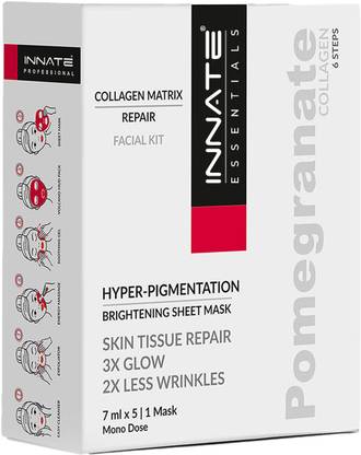 INNATE Pomegranate Facial Kit for Hyperpigmentation with 5 Steps + 1 Sheet Mask | 5 x