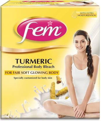 Fem Turmeric Body Bleach 1Kg for Fair Soft Glowing Body with Extra Moisturization