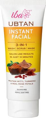 Iba Ubtan Instant Facial 3 IN 1 Wash, Scrub & Mask with Turmeric, Multani Mitti