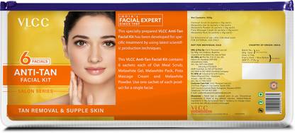 VLCC Salon Anti Tan Facial Kit - 6 Facials Remove Sun Tan 7 Dark Spots