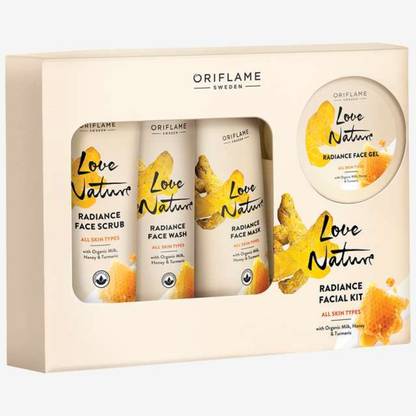 Oriflame Sweden LOVE NATURE Radiance Facial Kit with Organic Milk, Honey and turmeric