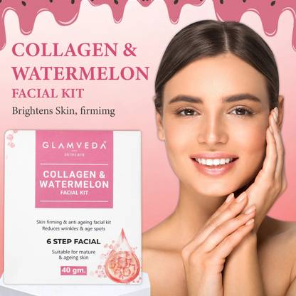 GLAMVEDA Watermelon & Collagen Facial Anti Ageing & Firming Facial Kit