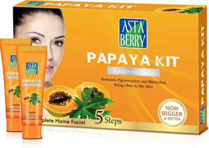 ASTABERRY Papaya Kit Mini Facial Kit, 5 Steps - Removes Pigmentation and Blemishes 100gm