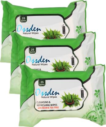 OSSDEN Wet Wipes Per Pack 25pcs For Cleaning Face Thick&Makeup Remover Neem &Tea Tree