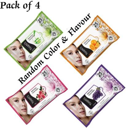 Yuvami's Facial Wipes-Cleansing Moisturizing Smoothing Makeup Remover (4 Pcs) (100 wipes