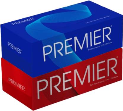 Premier Box Face Tissue 200 Pulls 2 Ply (Pack of 2)