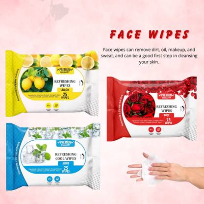 skinic Rose Lemon Mint Wet Wipes – Skin-Friendly Face Wipes for Instant Glow