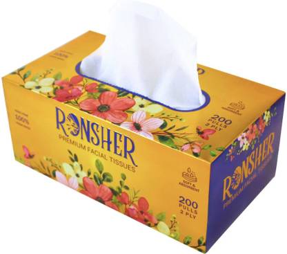 RONSHER 2-ply Luxury Facial tissue paper| 200 pulls |Pack of 1