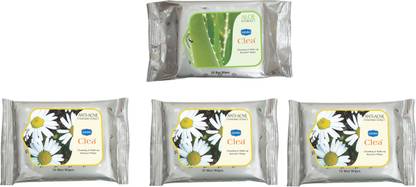 GINNI Makeup Remover & Cleansing Wet Wipes Combo Set-AntiAcne (Set of 3) (Pack of 10) & Aloevera(Pack of 30)