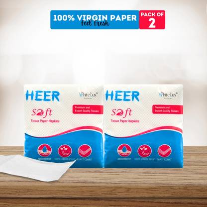 WhiteLux Heer Soft Premium OBA Free 100% Virgin Tissue Paper (Pack Of 2)