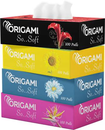 Origami So Soft 2 Ply 100 Pulls Face Tissue Box|Pack of 4 Boxes|Total 400 Pulls