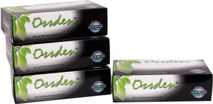 OSSDEN Facial Tissue Face tissue 2 ply 100 pulls 200 Sheet Per Box Color Black Pack of 4