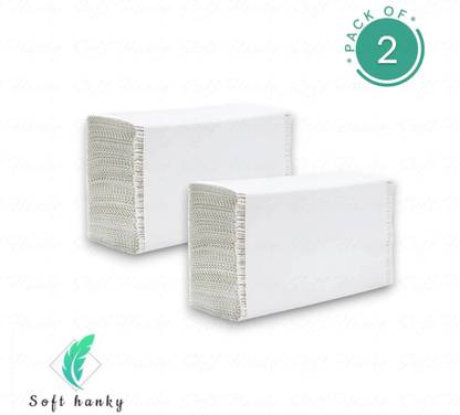 softhanky M Fold Tissue Paper Towel, Quick Absorbent, 100% Virgin Paper, White Napkins