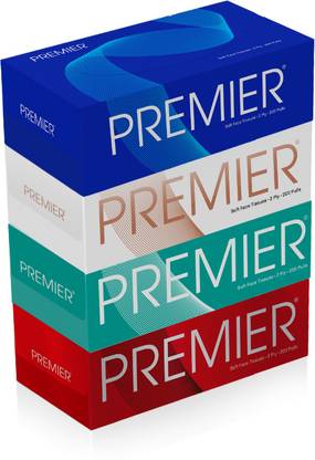 Premier Box Face Tissue Papers 2 Ply, 200 Pulls (Pack of 4)