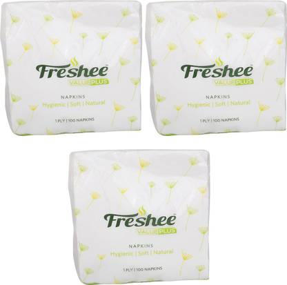 Freshee 100 Sheets 1 Ply Virgin Fiber Tissue In Pack Of 3 Value Plus Range That Offer Fresh Soft And Hygienic Experience