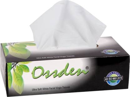 OSSDEN 2-ply white facial tissues made from 100% natural virgin paper pack of 10