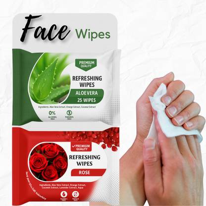 ShakalyaVeda Rose and Aloe Vera Facial Wipes – Makeup Remover & Skin Refreshing Wipes