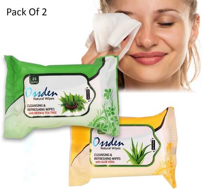 OSSDEN Best Wet Wipes for Cleaning - Pack of 2, 25 Wipes/Pouch (Random Fragrance)