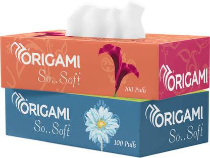 Origami 2 Ply Facial Tissues Pack of 2 - 100 Pulls Per Box