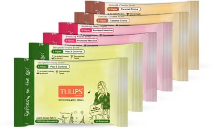 Tulips Refreshing Wet Wipes, Handy Purse Pack