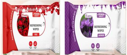 Glamzone Refreshing Wet Wipes With 2 Different Fragrance, Facial Wet Wipes