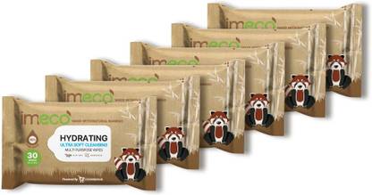 IMECO Bamboo Daily Cleansing Face Wipes with Aloe Vera - 30 Pulls each