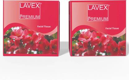 LAVEX Prim Facial Tissue 2 Ply (80 Pulls Each Box) For Home/Office/Car.