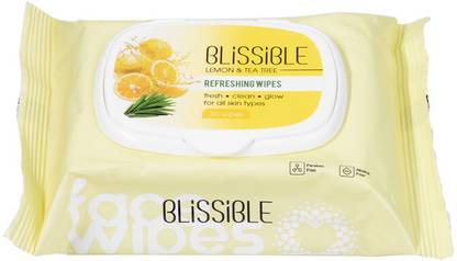 BLISSIBLE Refreshing Recloseable lid Cleaning Makeup wet Remove Face Wipes -30 (LEMON)