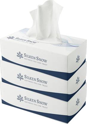SILKEN SNOW 2 Ply 100 Pulls Facial Tissue Paper Box, Car Tissue Box, Face Tissue - 300 Pulls