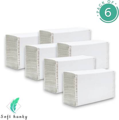 softhanky M Fold Tissue Paper Towel, Quick Absorbent, 100% Virgin Paper, White Napkins