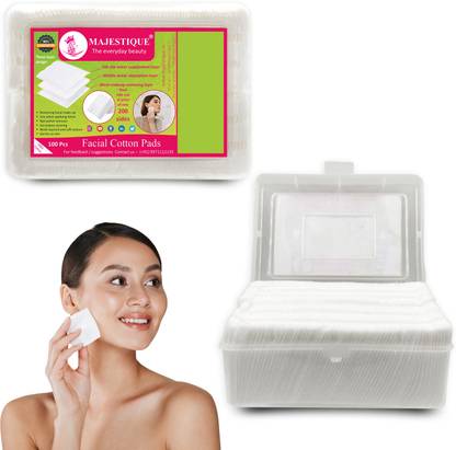 MAJESTIQUE 100Pcs Soft Touch Facial Cotton Pads - Makeup Remover Wipes for Cleansing Skin