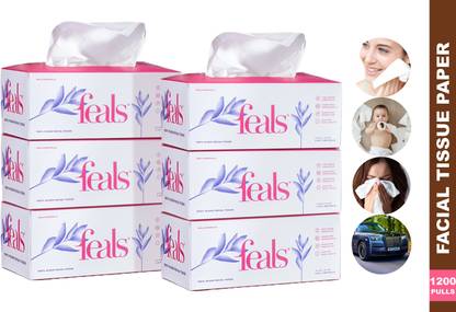 FEALS 2 Ply Facial Tissue Paper for Face (200 Pulls/box) (Pack of 6)