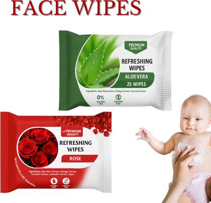 ShakalyaVeda Face Cleansing Wipes – Rose Aloe Vera Daily Care Wet Tissues Pack