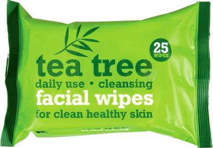 xpel marketing uk Tea Tree & Peppermint Wipes - Facial Wipes For Clean Healthy Skin, Daily Use & Cleansing - 25 Wipes