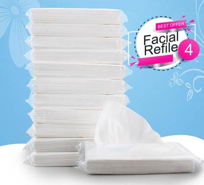 Tshot Facial Tissue Refill Pack Travel for Car & Purse 2 Ply (400 Tissue)