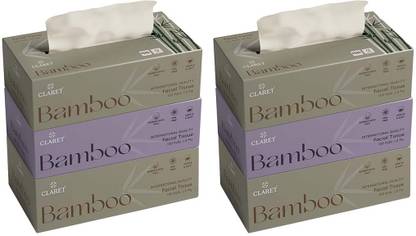 CLARET Soft 2-Ply Bamboo Facial Paper|100 Pulls Each